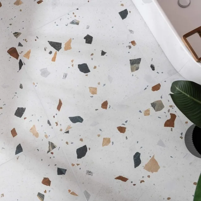 Sorrento White Matt Terrazzo Effect Wall and Floor Tile