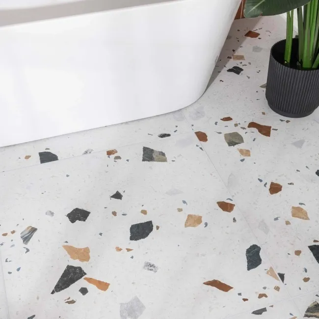 Sorrento White Matt Terrazzo Effect Wall and Floor Tile