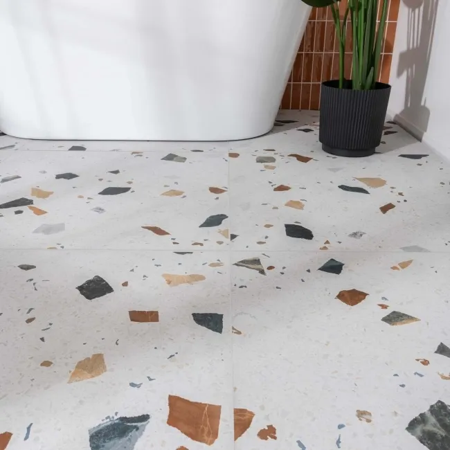Sorrento White Matt Terrazzo Effect Wall and Floor Tile