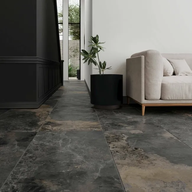 Jai Rustic Natural Black Slate Effect Tiles 1200x600