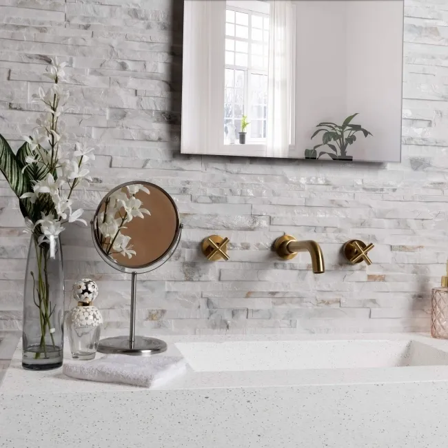 Valentina Alabaster White Splitface Effect Wall Tiles