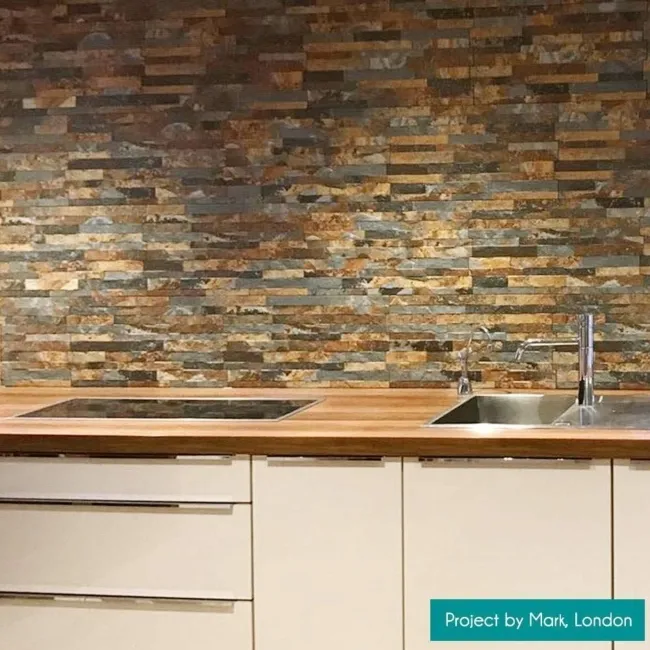 Vesuvius Dark Rustic Porcelain Split Face Effect Wall Tiles
