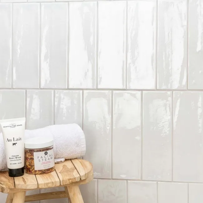 Rustic Gloss White Metro Tiles