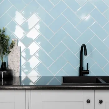 Monocolour Rico Blue Gloss Flat Metro Wall Tiles 200x100