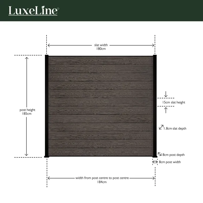 LuxeLine® Teak Composite Fence Panel with Aluminium Post 6ft