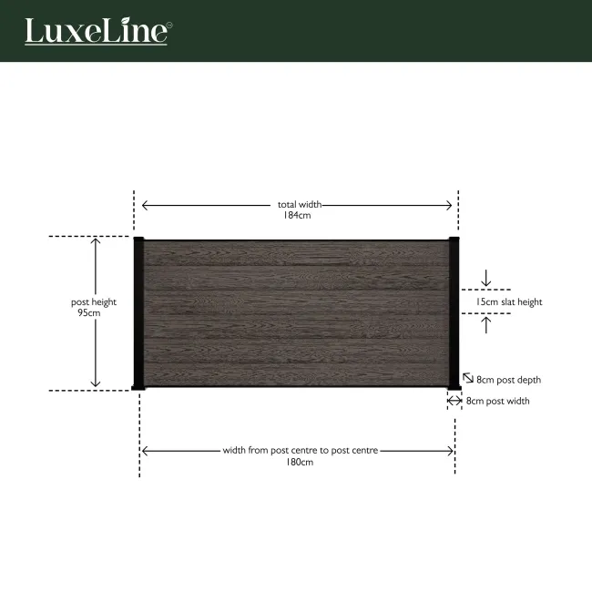 LuxeLine® Black Composite Fence Panel with Aluminium Post 3ft