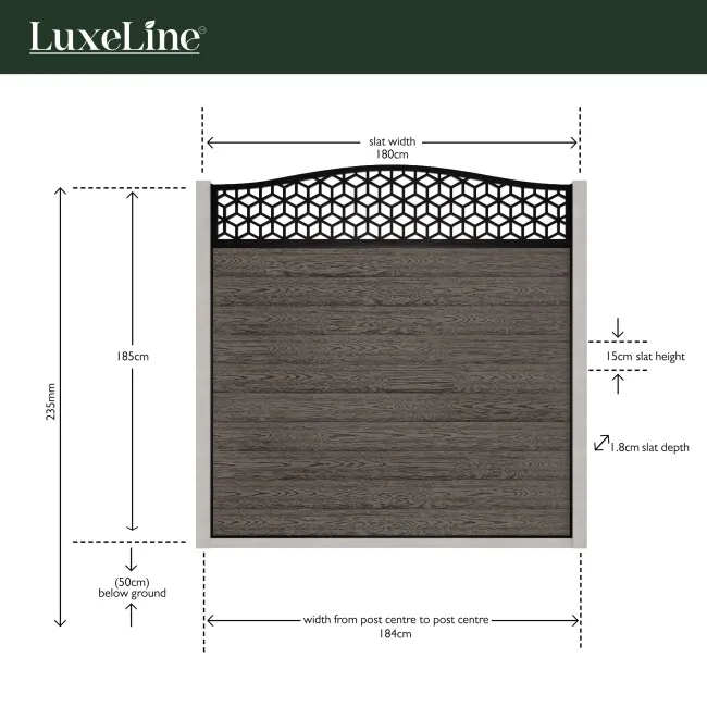 LuxeLine Composite Fence Panel Teak - Geometric Decorative Screen for Own Post