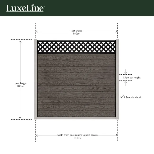 LuxeLine Composite Fence Panel Dark Grey - Jungle Decorative Screen for Own Post