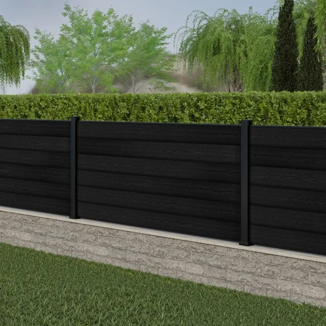 LuxeLine® Black Composite Fence Panel with Aluminium Post 3ft