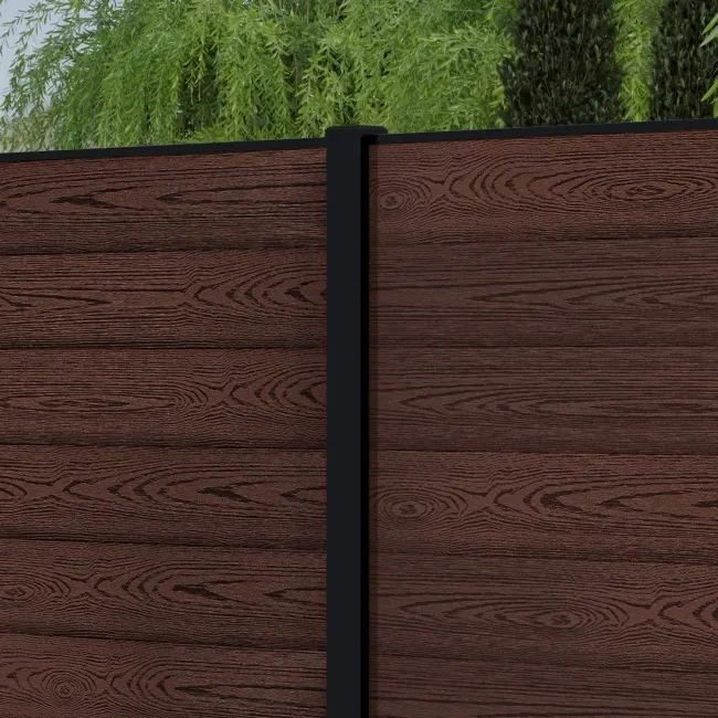 LuxeLine® Walnut Composite Fence Panel with Aluminium Post 3ft