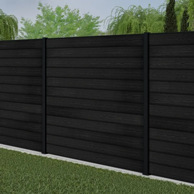 LuxeLine® Black Composite Fence Panel with Aluminium Post 6ft