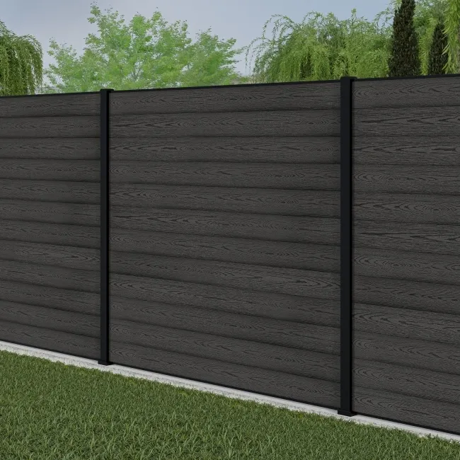 LuxeLine® Dark Grey Composite Fence Panel with Aluminium Post 6ft