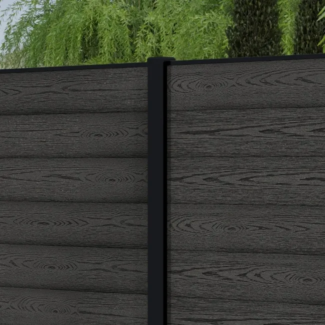 LuxeLine® Dark Grey Composite Fence Panel with Aluminium Post 6ft