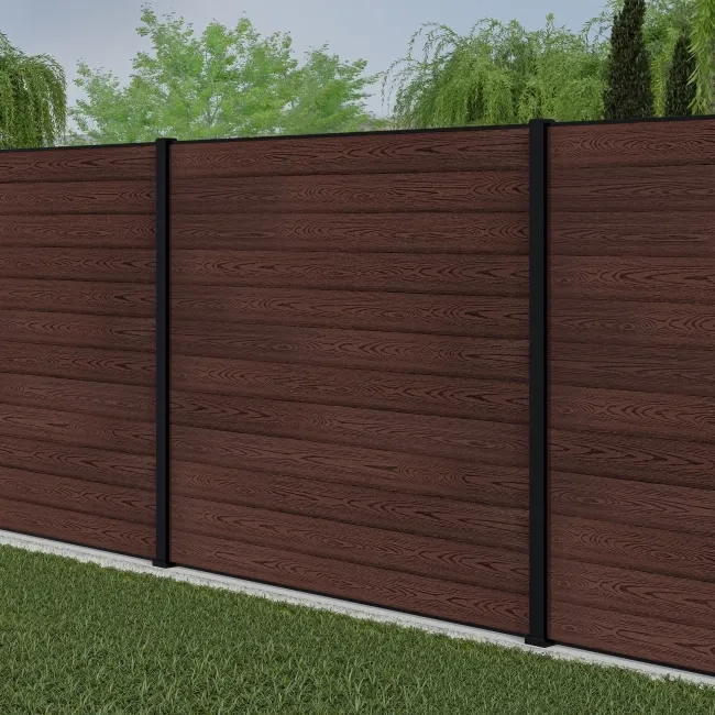 LuxeLine® Walnut Composite Fence Panel with Aluminium Post 6ft