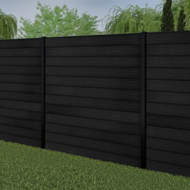 LuxeLine® Black Composite Fence Panel with Buried Aluminium Post 6ft