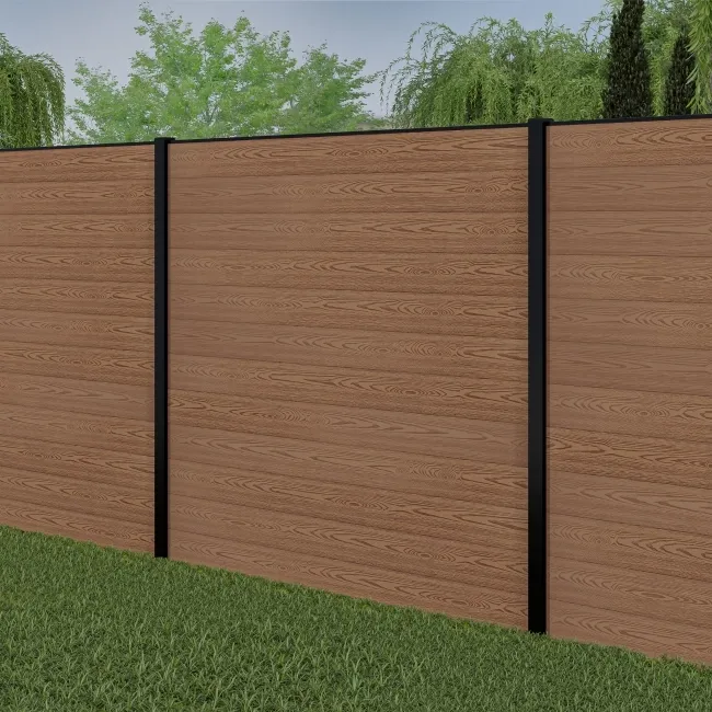 LuxeLine® Teak Composite Fence Panel with Buried Aluminium Post 6ft