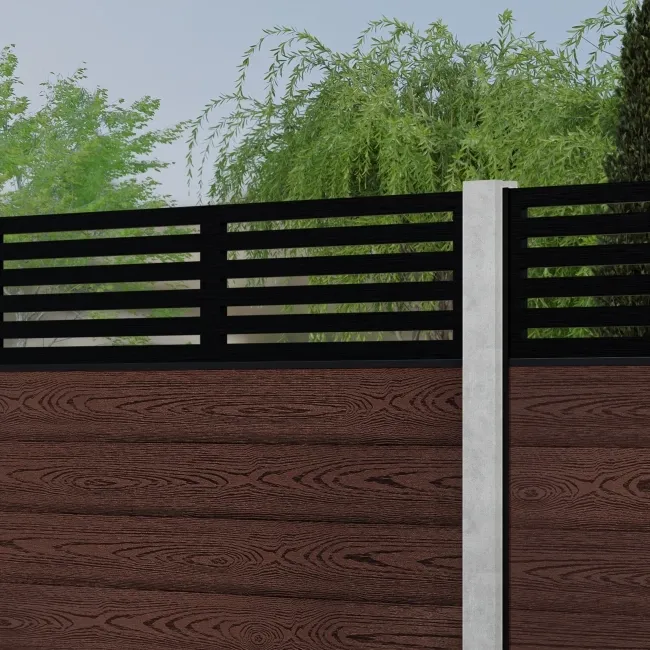 LuxeLine Composite Fence Panel Walnut - Slat Decorative Screen for Own Post