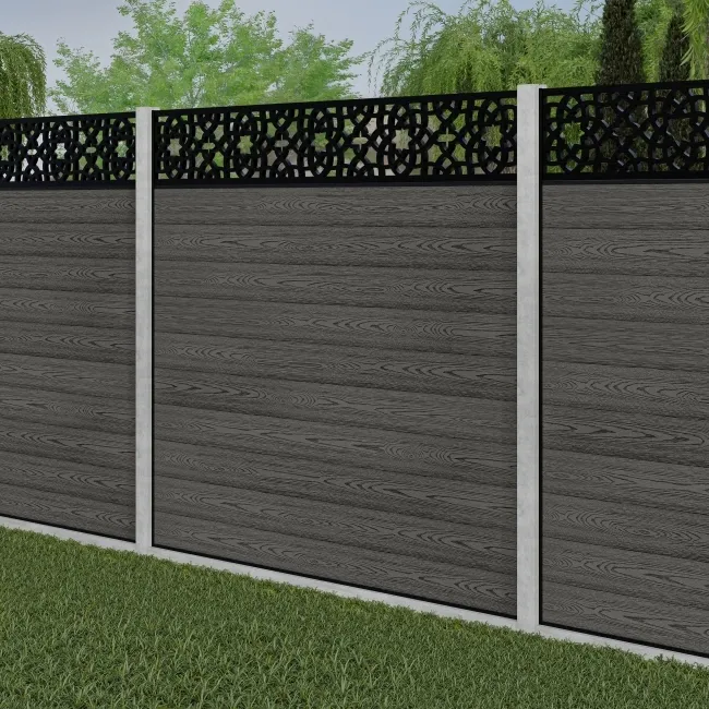 LuxeLine Composite Fence Panel Light Grey - Moroccan Decorative Screen for Own Post
