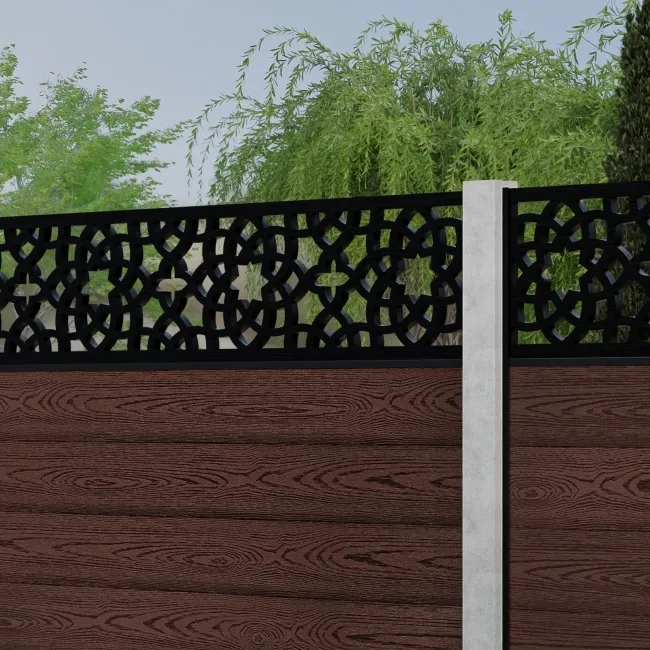 LuxeLine Composite Fence Panel Walnut - Moroccan Decorative Screen for Own Post