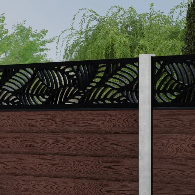 LuxeLine Composite Fence Panel Walnut - Jungle Decorative Screen for Own Post