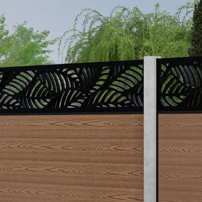 LuxeLine Composite Fence Panel Teak - Jungle Decorative Screen for Own Post
