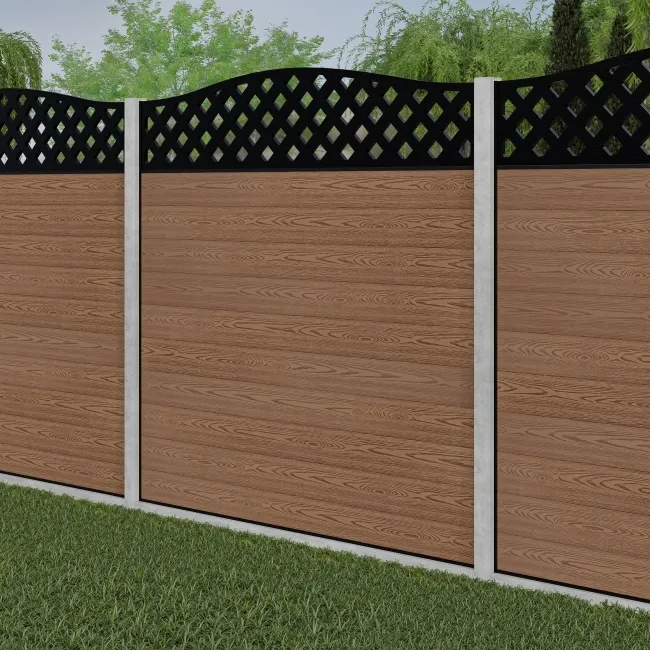 LuxeLine Composite Fence Panel Teak - Lattice Decorative Screen for Own Post