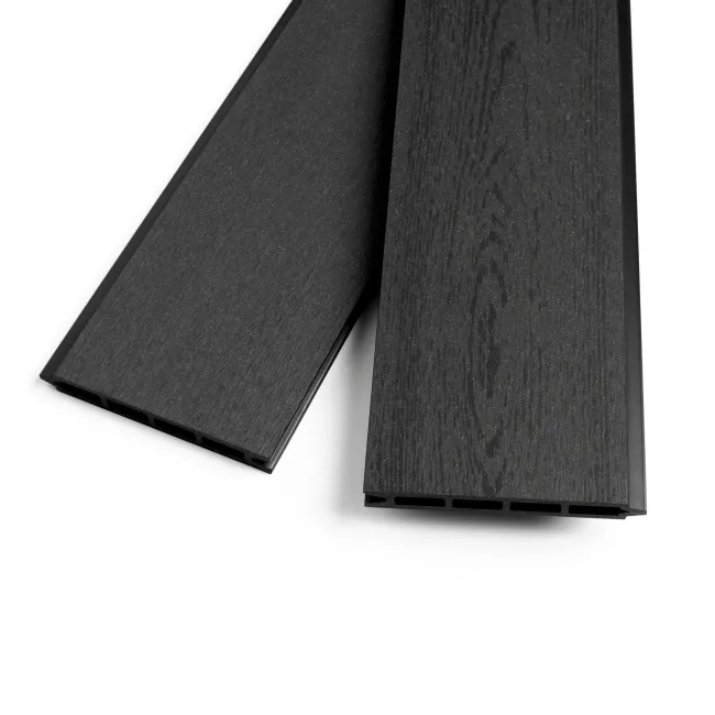 LuxeLine Composite Fence Panel Black 3ft High - Slat Decorative Screen with Aluminium Post