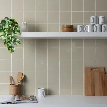 Monocolour Rico Beige Gloss Flat Square Wall Tiles 150x150