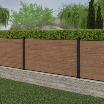 LuxeLine® Teak Composite Fence Panel with Aluminium Post 3ft