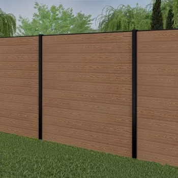 LuxeLine® Teak Composite Fence Panel with Buried Aluminium Post 6ft