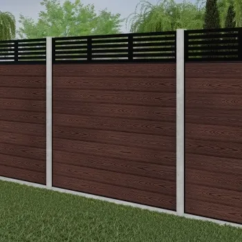 LuxeLine Composite Fence Panel Walnut - Slat Decorative Screen for Own Post