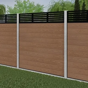 LuxeLine Composite Fence Panel Teak - Slat Decorative Screen for Own Post