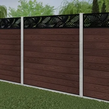 LuxeLine Composite Fence Panel Walnut - Jungle Decorative Screen for Own Post