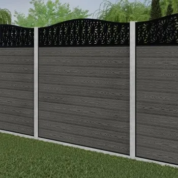 LuxeLine Composite Fence Panel Light Grey - Floral Decorative Screen for Own Post