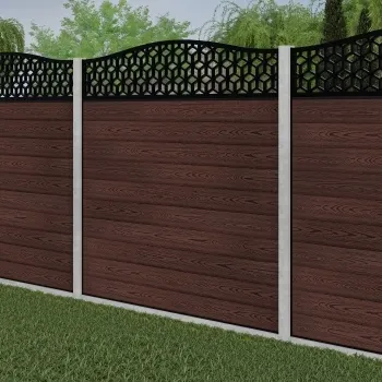 LuxeLine Composite Fence Panel Walnut - Geometric Decorative Screen for Own Post