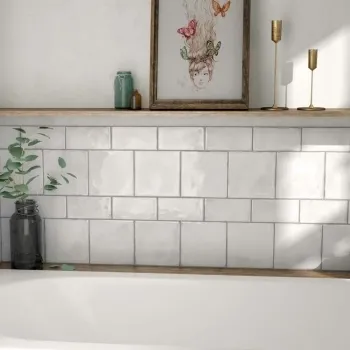 Chesham White Rustic Gloss Metro Wall Tiles 150x75