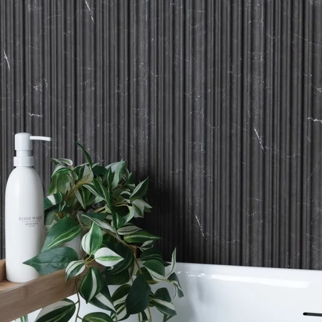 Trepanel Aqua 3D® Waterproof Dark Grey Marble Effect Grooved Wall Panel 3 Pack (Covers 0.87 SQM)