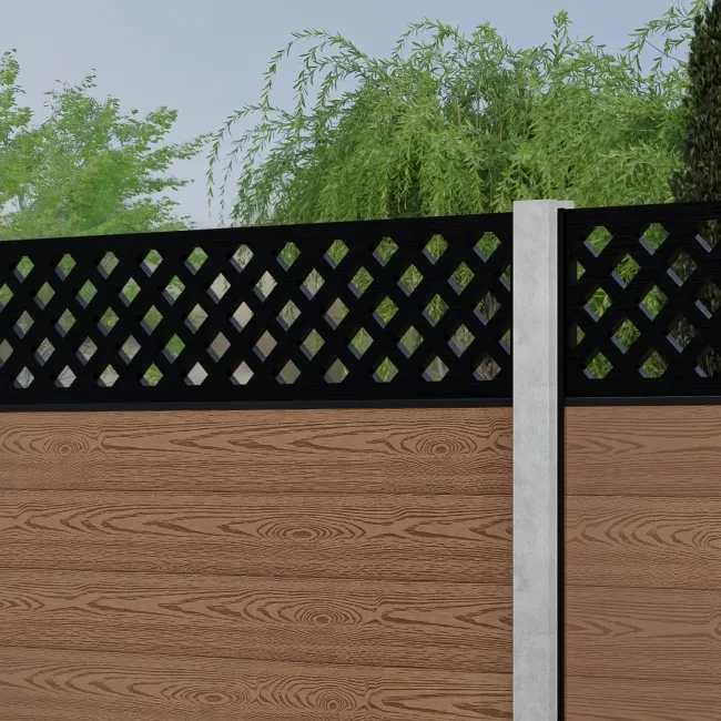 LuxeLine Composite Fence Panel Teak - Lattice Decorative Screen for Own Post