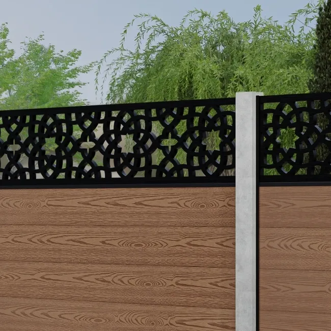 LuxeLine Composite Fence Panel Teak - Moroccan Decorative Screen for Own Post
