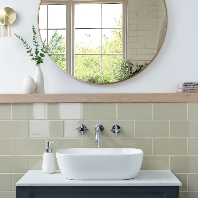 Monocolour Rico Beige Gloss Flat Metro Wall Tiles 200x100