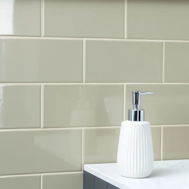 Monocolour Rico Beige Gloss Flat Metro Wall Tiles 200x100