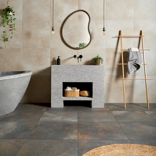 Yuri® Basalt Dark Grey 90% Recycled Stone Effect Floor Tiles