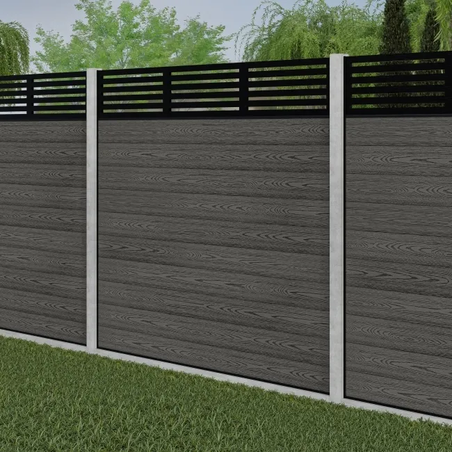 LuxeLine Composite Fence Panel Light Grey - Slat Decorative Screen for Own Post