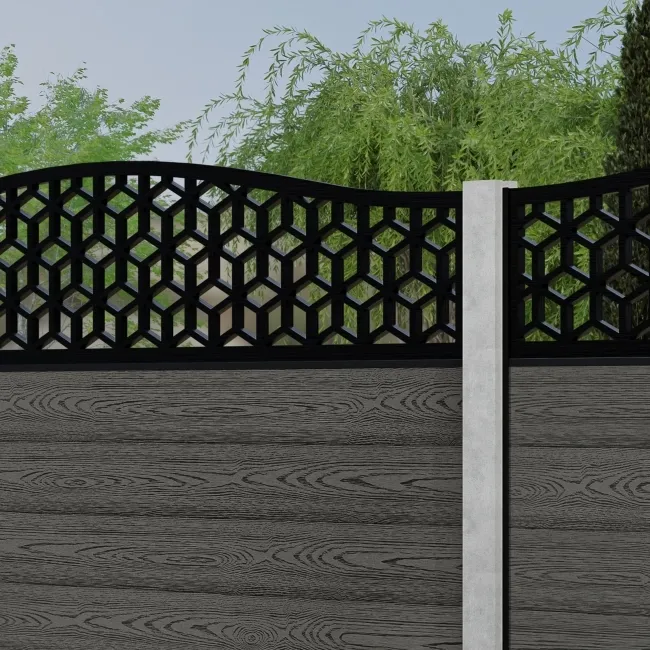 LuxeLine Composite Fence Panel Light Grey - Geometric Decorative Screen for Own Post