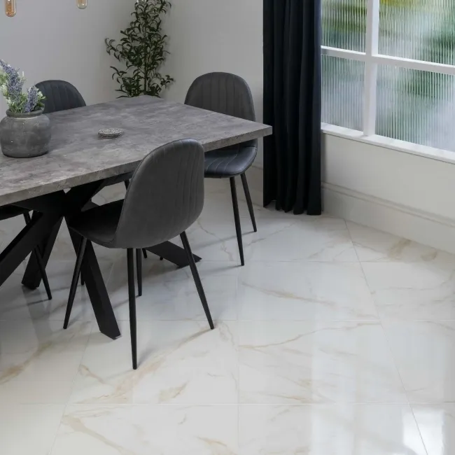 Cappella Gold Veined Gloss Marble Effect 600x600 Wall and Floor Tiles