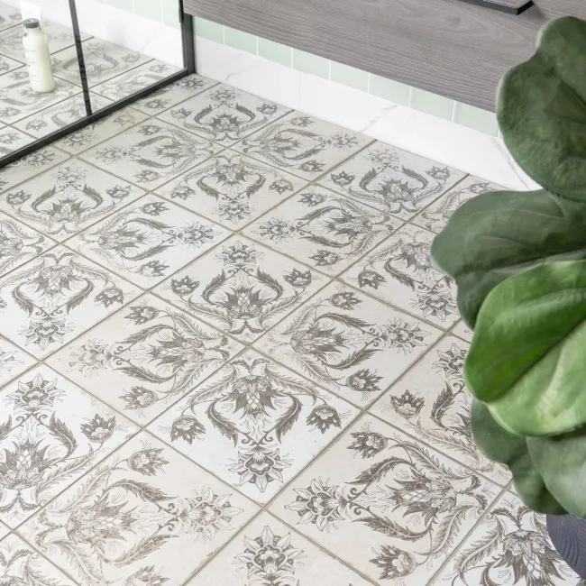 Helix Noir Black and White Matt Patterned Wall and Floor Tiles