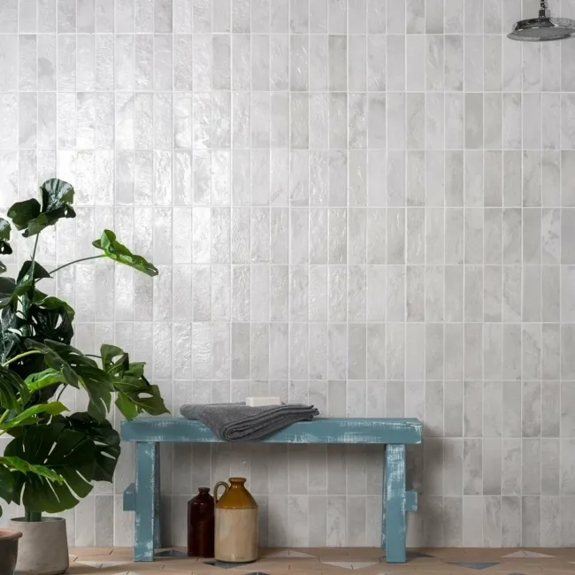 Raku White Ceramic Brick Effect Wall Tiles