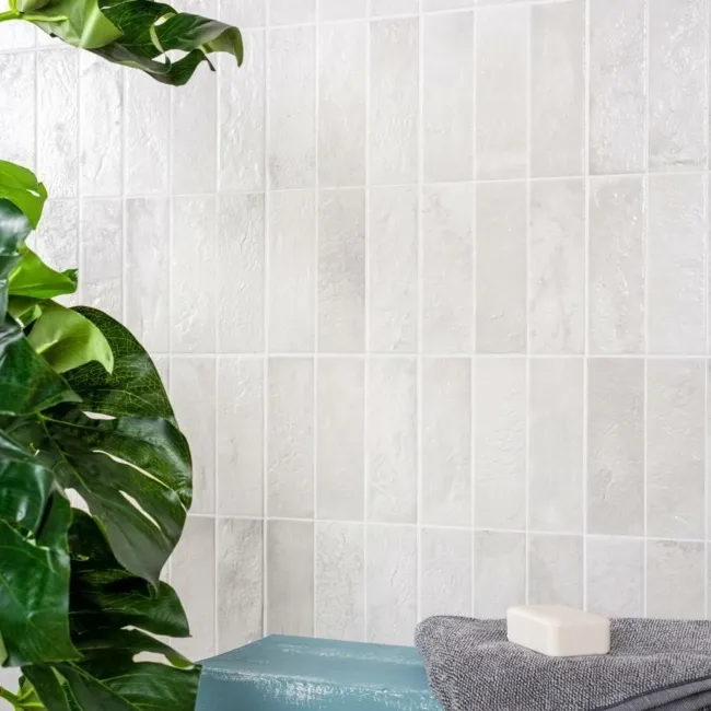 Raku White Ceramic Brick Effect Wall Tiles