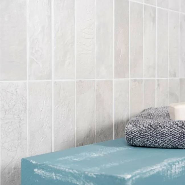 Raku White Ceramic Brick Effect Wall Tiles