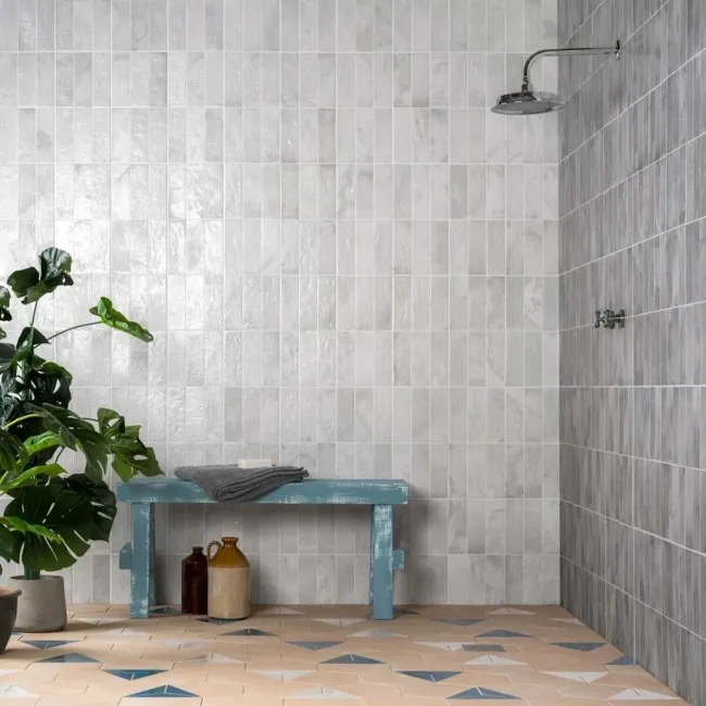 Raku White Ceramic Brick Effect Wall Tiles